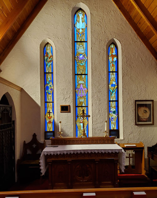 Stained glass windows and the alter